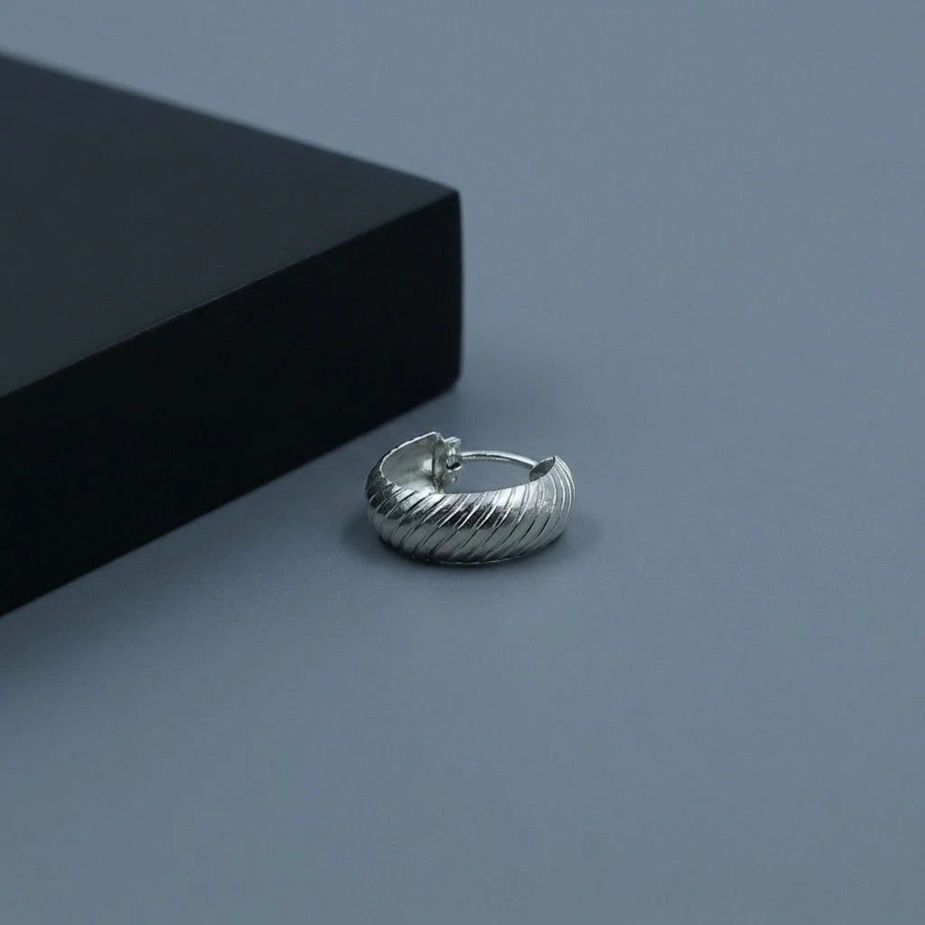 Silver Curved Line Design Earrings for Girls