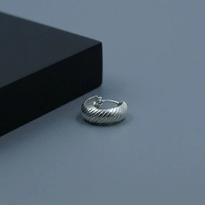 Silver Curved Line Design Earrings for Girls