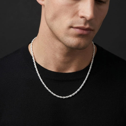 Silver Dazzling Tangled Chain for Boys