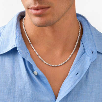 Silver Dazzling Tangled Chain for Boys
