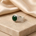 Silver Deep Vivid Fancy Emerald Green Menz Ring