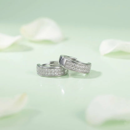 Silver Double-Row CZ Hoop Earrings