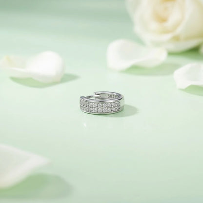 Silver Double-Row CZ Hoop Earrings