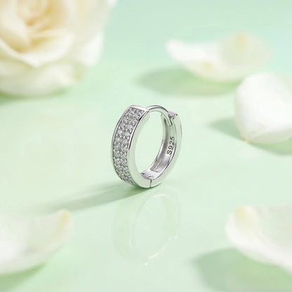 Silver Double-Row CZ Hoop Earrings