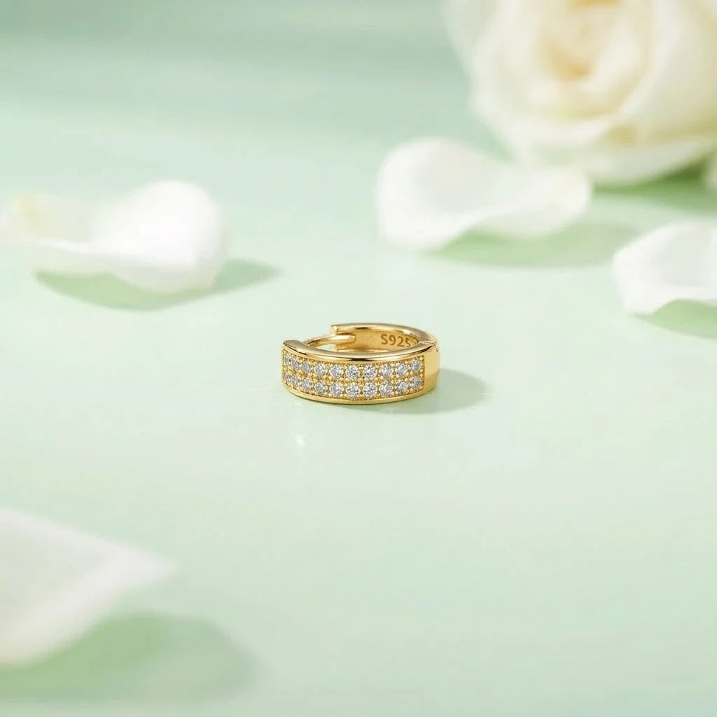 Silver Double-Row CZ Hoop Earrings