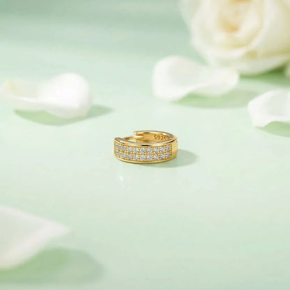 Silver Double-Row CZ Hoop Earrings