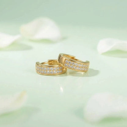 Silver Double-Row CZ Hoop Earrings