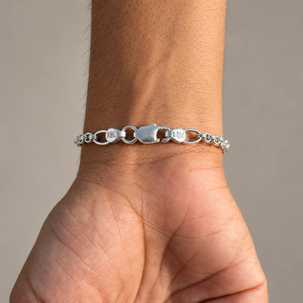 Silver Double Link Chain Bracelet for Boys