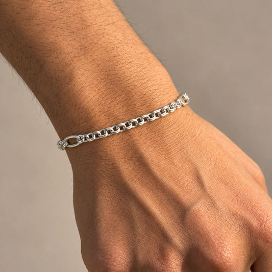 Silver Double Link Chain Bracelet for Boys