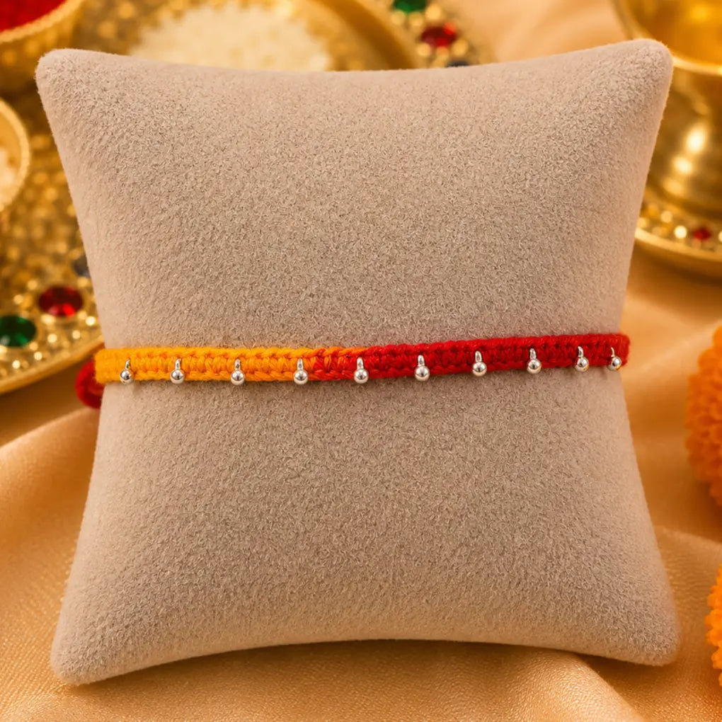 Silver Drop Buds Silver Rakhi