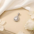 Silver Drop Design Center CZ Stone Pendant for Girls