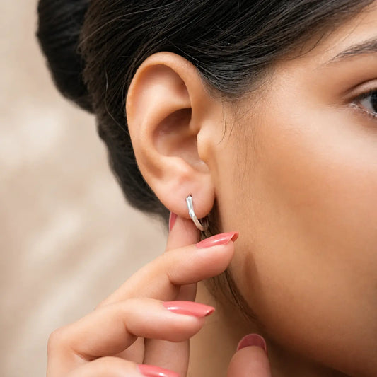 Silver Earrings for Girls Sterling Silver Minimal Geometric Hoop Earrings