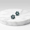 Silver Earrings with Green Gem Floral Pattern