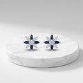Silver Earrings with White & Blue Stones Elegant Sparkle