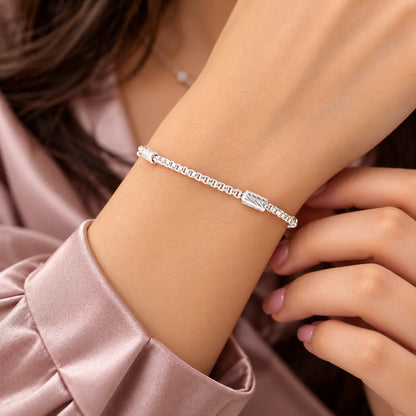 Silver Elegant Box Chain Bracelet for Women