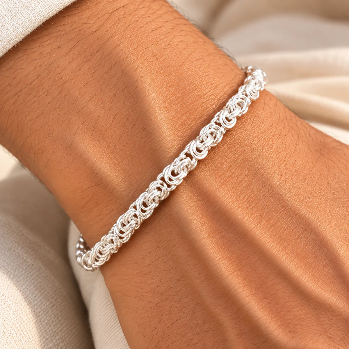 Silver Elegant Rope Link Chain Bracelet for Boys