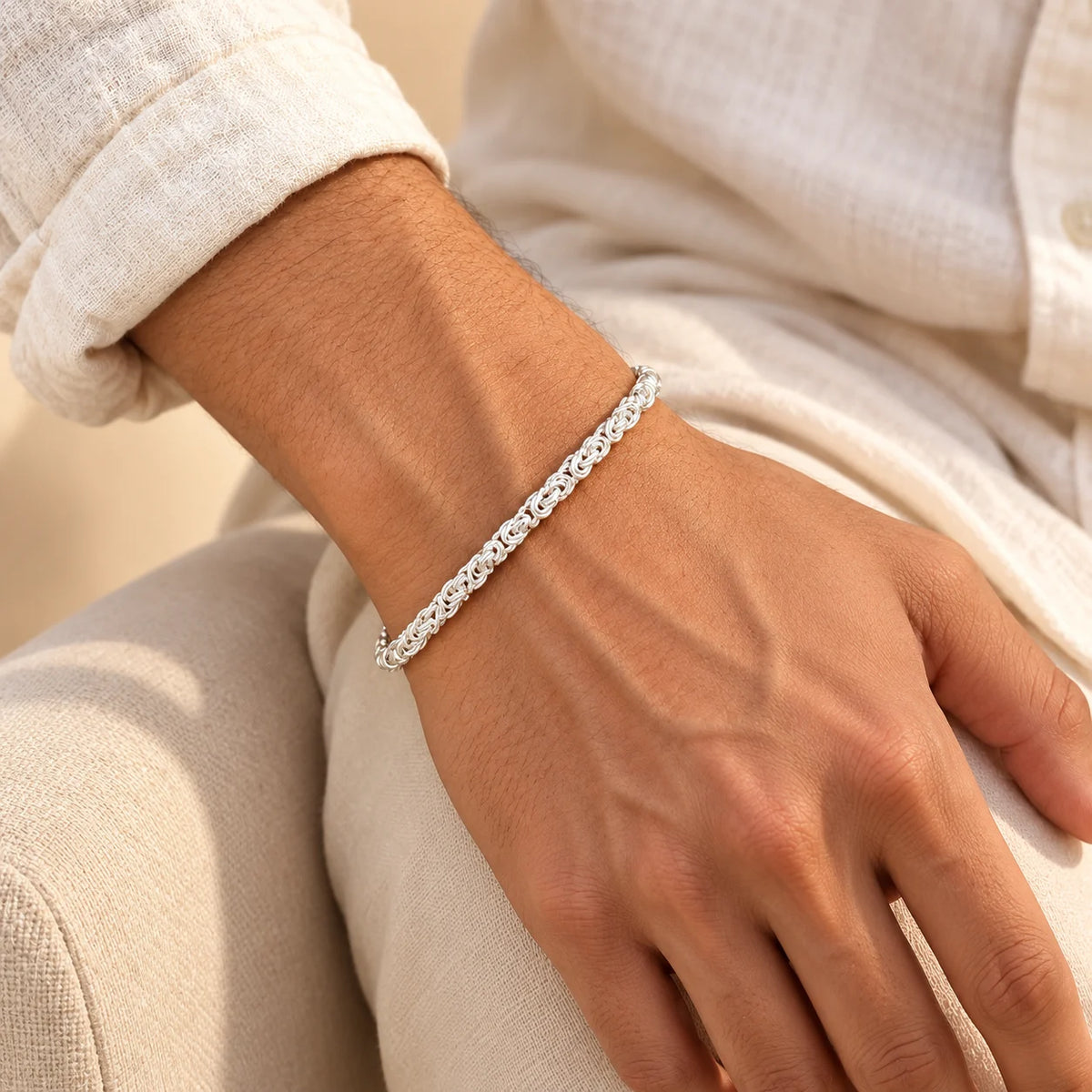 Silver Elegant Rope Link Chain Bracelet for Boys