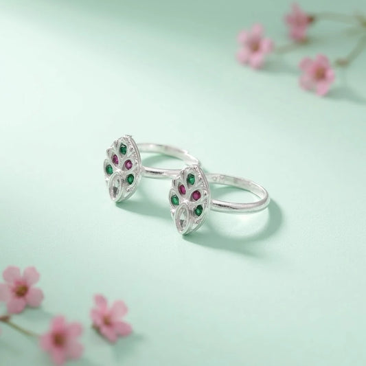 Silver Emerald Enchantment Toe Rings