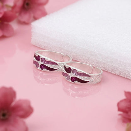 Silver Emerald Pink Waves Toe Ring