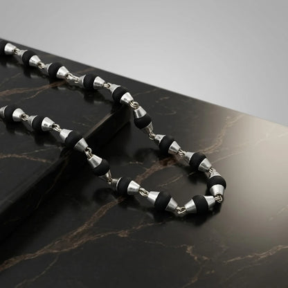 Silver Engrave Auspicious Tulsi Mala