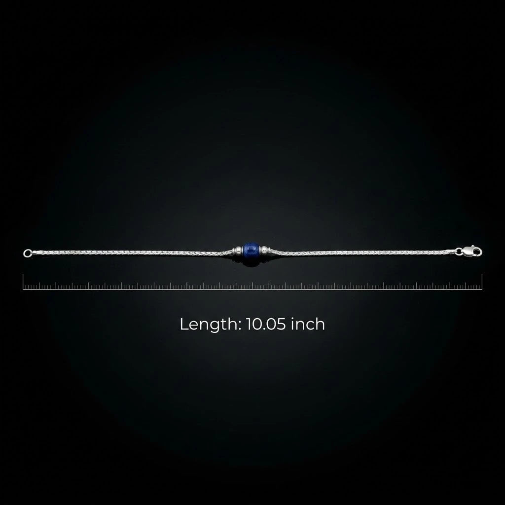 Silver Evil Eye Blue Bead Minimal Anklet for Women & Girls