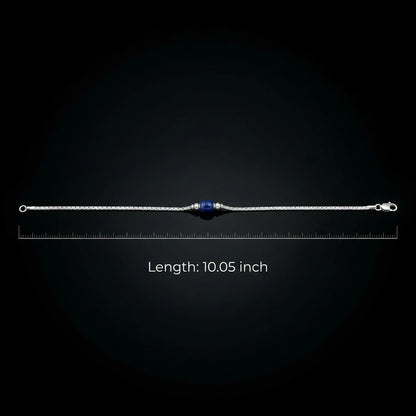 Silver Evil Eye Blue Bead Minimal Anklet for Women & Girls