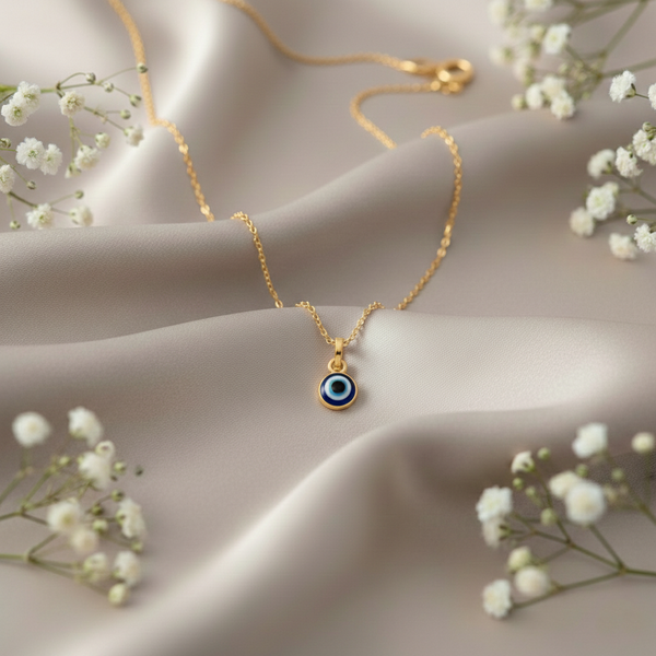 Silver Evil Eye Different Colors Pendant Gold Polish Necklace for Protection
