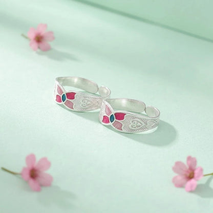 Silver Excellency Of Floral Toe Rings