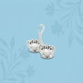 Silver Exclusive Floral Design Haldi Kumkum Stand for Pooja