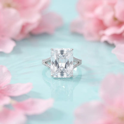 Silver Expensive Rectangle White Stone Ring