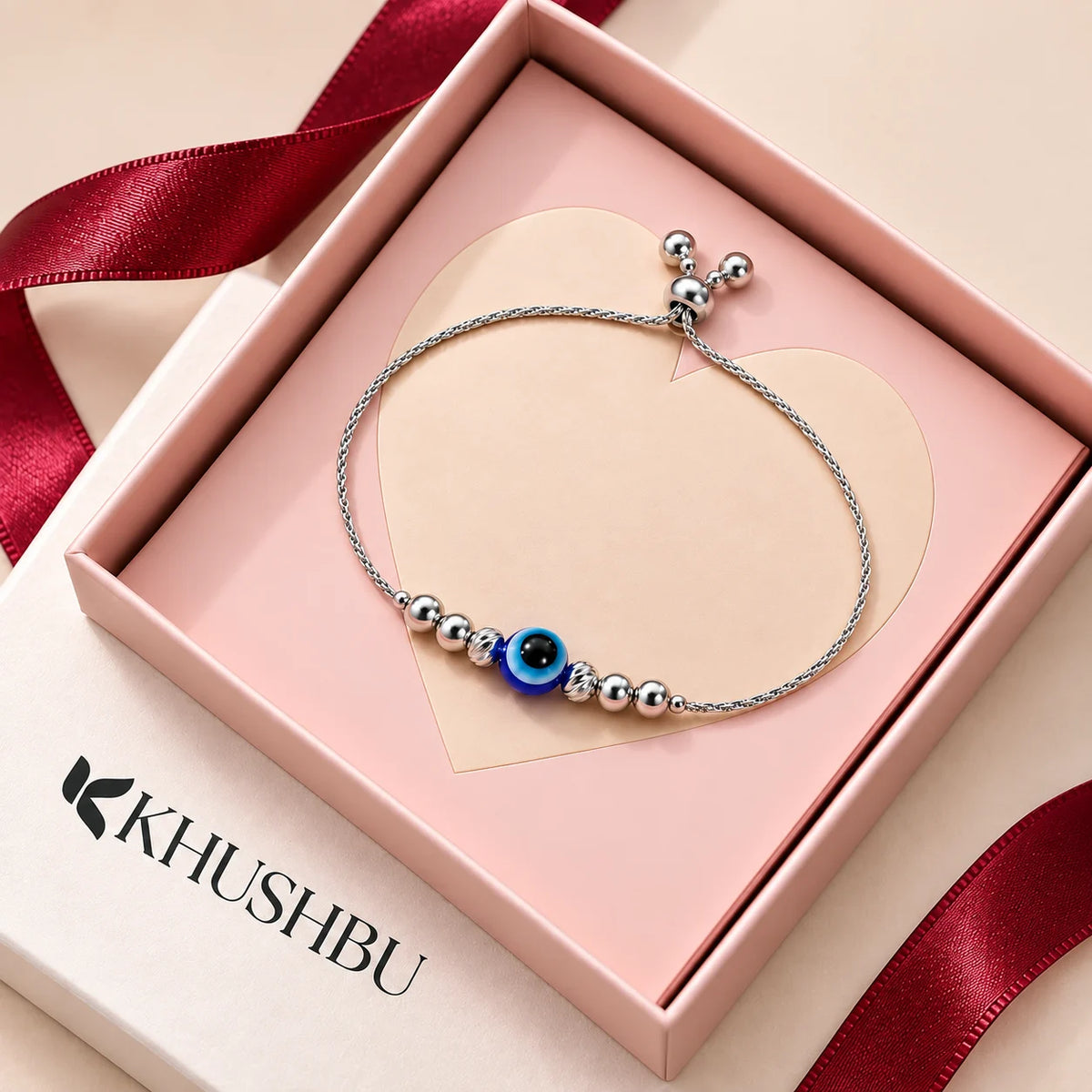 Silver Finish Evil Eye Bracelet for Girls & Women