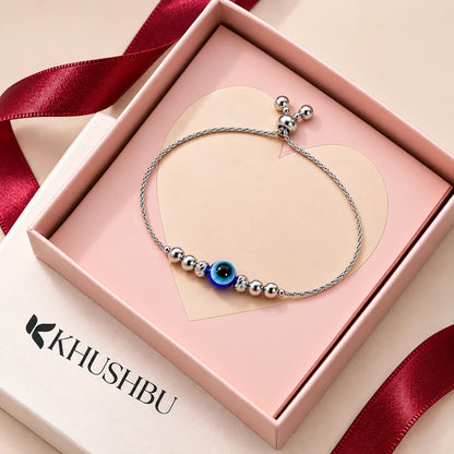 Silver Finish Evil Eye Bracelet for Girls & Women