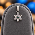Silver Floral Pendant with Green Stone