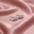 Silver Glamorous Colorful Floral Toe Rings