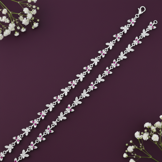 Silver Glamorous "Spring's Butterflies" Payal for Women