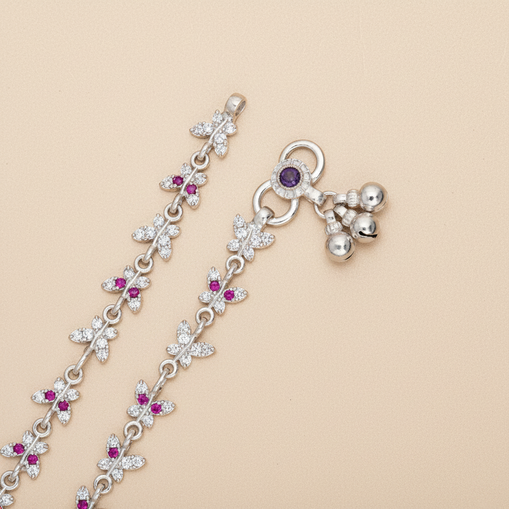 Silver Glamorous "Spring's Butterflies" Payal for Women