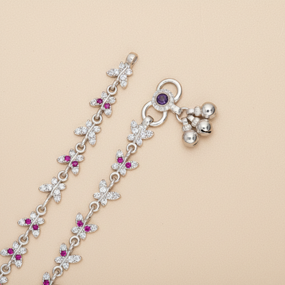 Silver Glamorous "Spring's Butterflies" Payal for Women