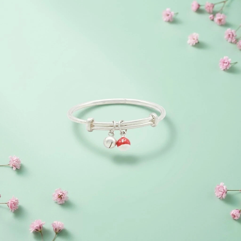 Silver Glorious Pink Pearl Baby kada