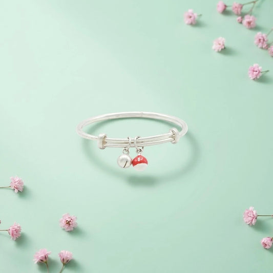 Silver Glorious Pink Pearl Baby kada