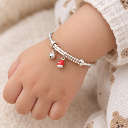 Silver Glorious Pink Pearl Baby kada