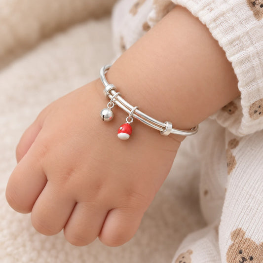 Silver Glorious Pink Pearl Baby kada