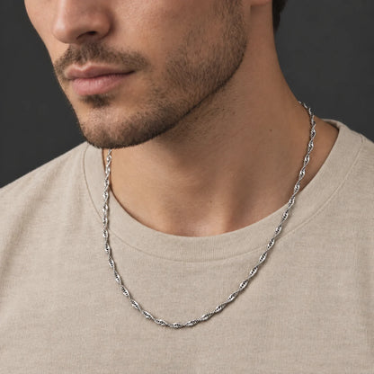 Silver Glossy Round Chain for Boys
