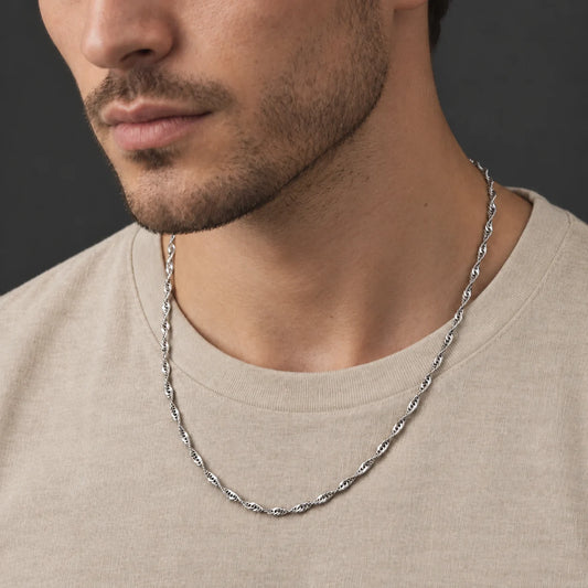Silver Glossy Round Chain for Boys
