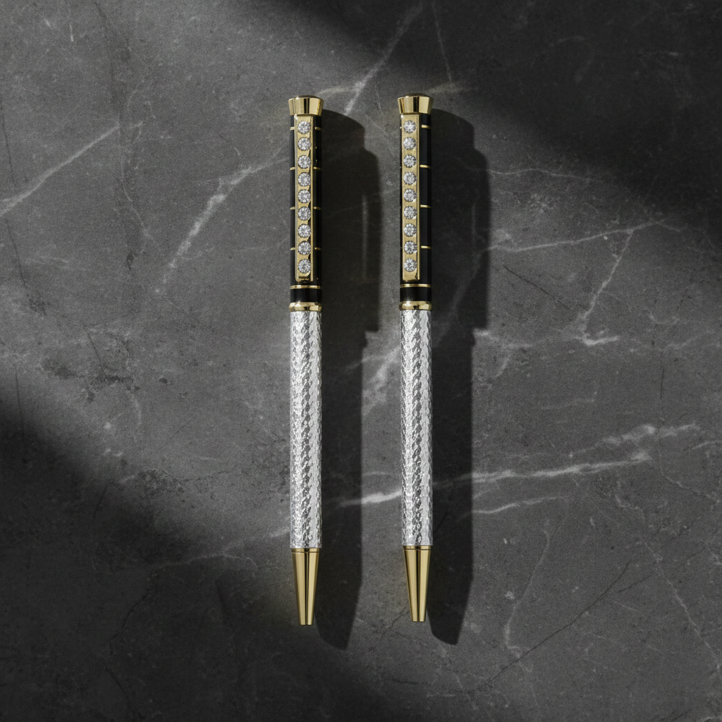 Silver Gold Polish Black Pen (2 pcs Combo)