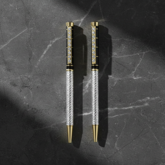 Silver Gold Polish Black Pen (2 pcs Combo)