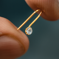 Silver Gold Polish Nose Pin with White Stone