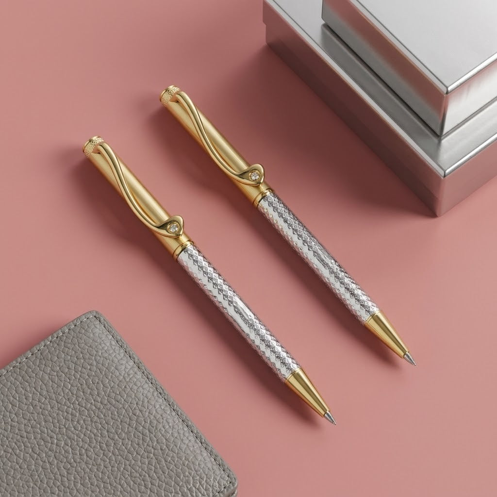 Silver Gold Polish with Heart Design Pen (2 pcs Combo)