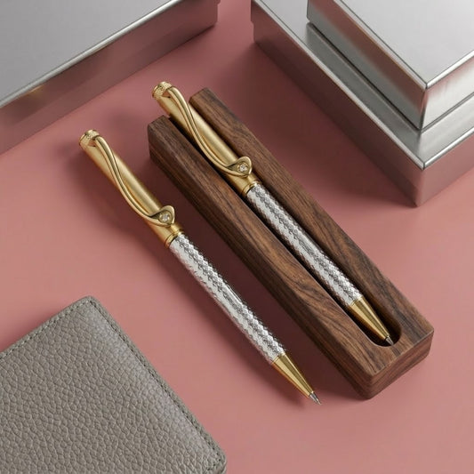 Silver Gold Polish with Heart Design Pen (2 pcs Combo)
