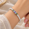 Silver Gorgeous Center Colorful Design Bangles