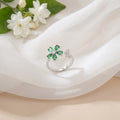 Silver Green Flower Gemstone Ring